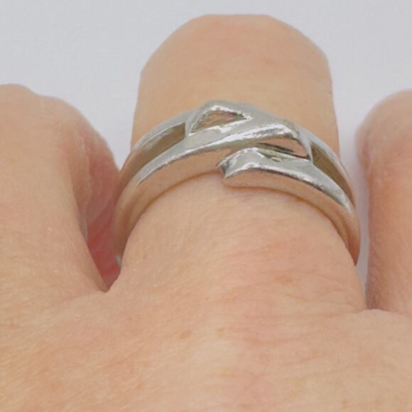 Sterling Silver Wrap Ring Size 7.75 Double Band Modernist 925 NF Vintage - Picture 13 of 14